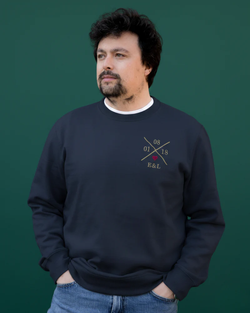 Sudadera unisex personalizada X Corazón Azul marino - Image 2