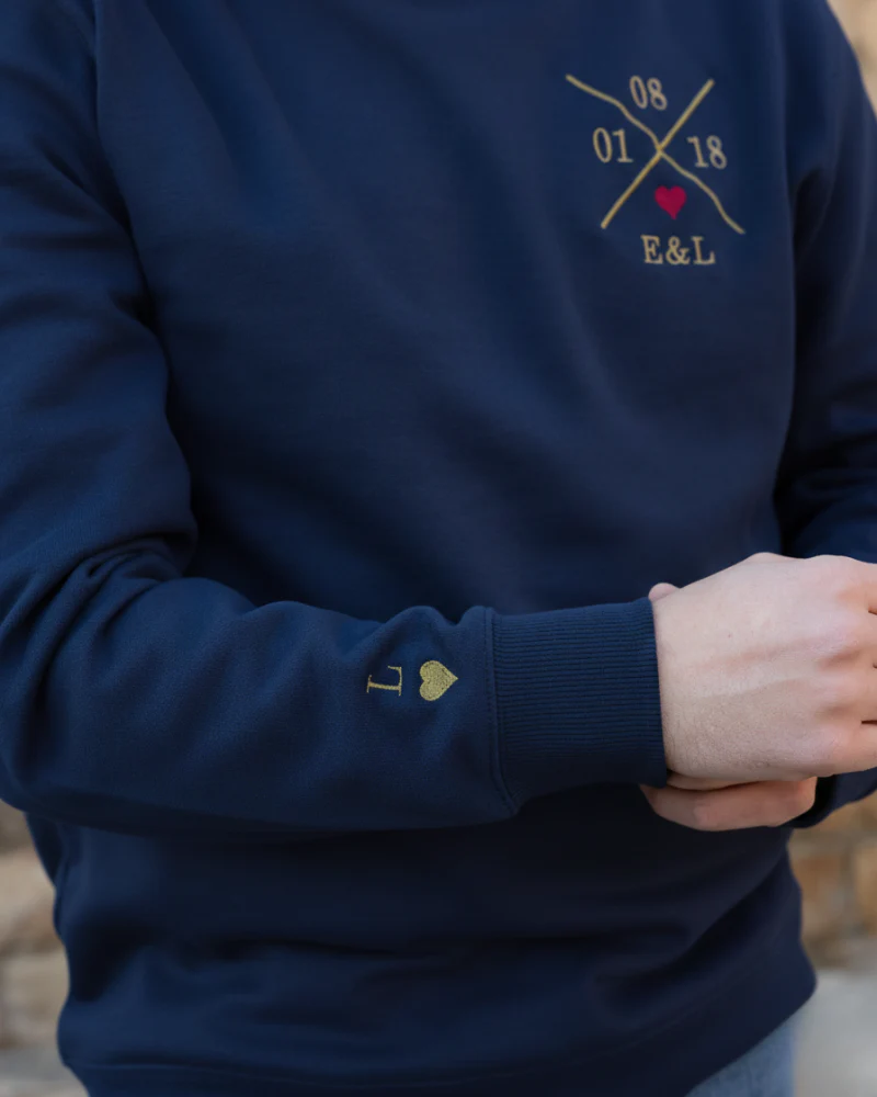 Sudadera unisex personalizada X Corazón Azul marino - Image 4
