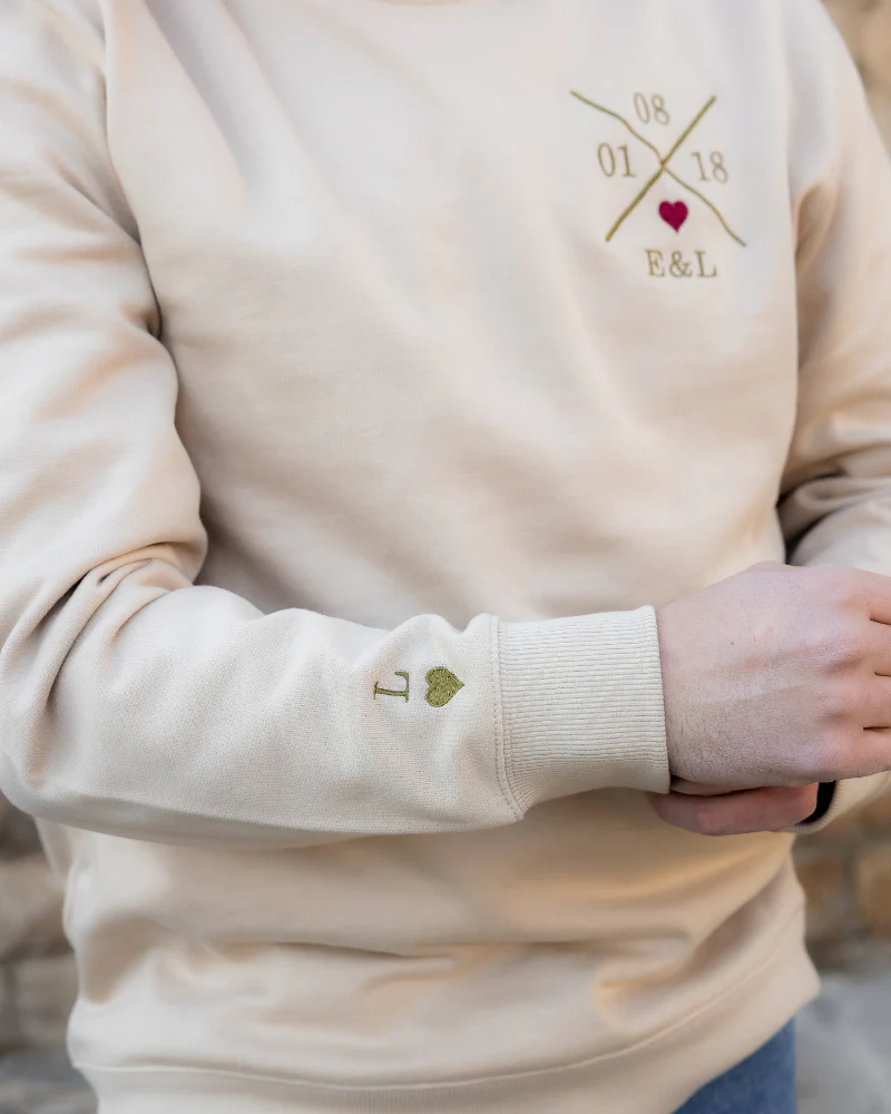 Sudadera Mujer personalizada X Corazón Beige - Image 4